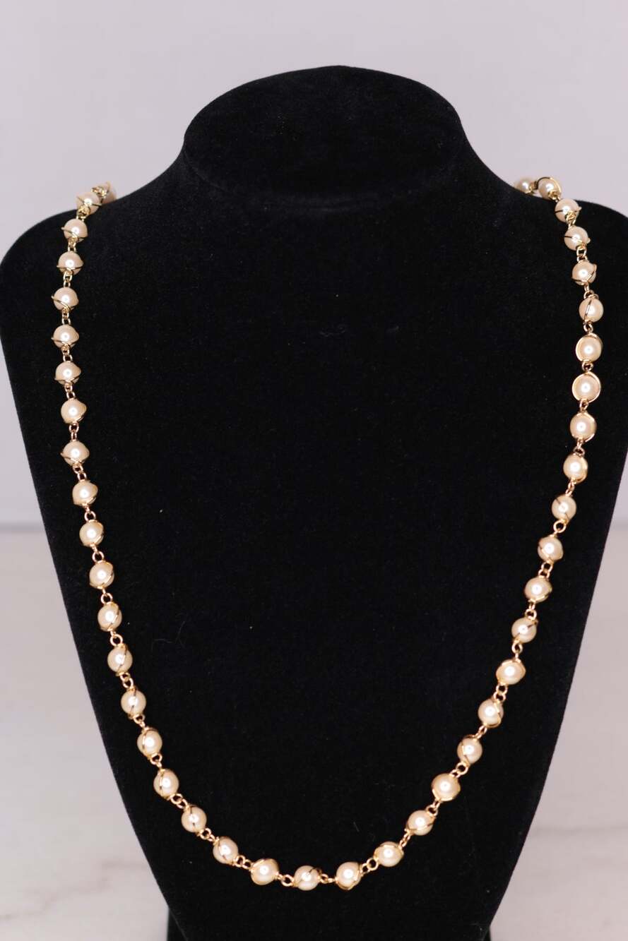 Givenchy Cream Faux Pearl & Gold-Tone 26-Inch Station Necklace w 4G Logo Charm